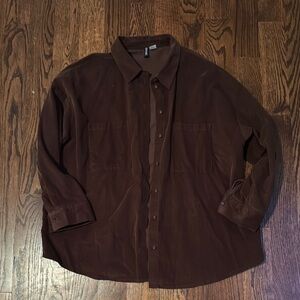 Women’s Brown corduroy Button-Up Shirt Large